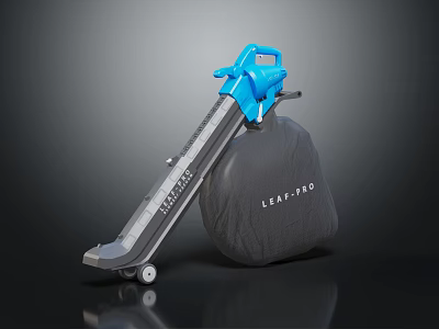 Efficient LEAF PRO Leaf Collection Equipment With Blue Handle Black Bag And Wheels 3d model