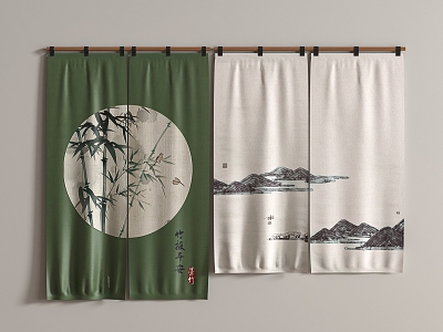 New Chinese Style Door Curtain 3d model