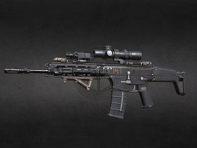 Tactical Military Rifle With High Precision Scope And Adjustable Ergonomic Stock 3d model