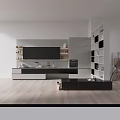 Modern Open Kitchen Interior With Red White Cabinets Island And Storage Cabinets 3d model