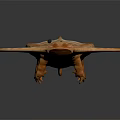 Realistic Striped Brown Flat Marine Animal Sculpture With Wide Fins Long Tail And Dark Background