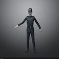 3D Police Officer Character Model in Dark Blue Uniform With Hat And Badge