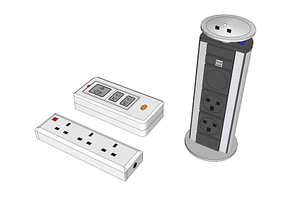 Modern Switch Panel With Multiple Sockets Different Designs Including Power Strips And Vertical Socket 3d model