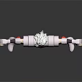 Mythical Armored Creature With White Red Gray Armor And Spiked Headpiece Standing On Reflective Surface