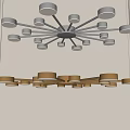 Modern Minimalist Ceiling Light With Silver And Gold Metal Arms Multiple Lamp Heads