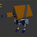 Orange Robot Character With Gray Stripe Blue Legs And Mechanical Details
