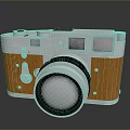 Vintage Retro Camera With Silver Body Wooden Panels And Classic Lens