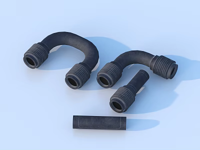 Essential Black Plumbing Fittings Curved And Straight Pipes For Home Use 3d model