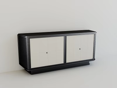 Modern Entryway Cabinet Sideboard With Black Beige Doors And Vertical Stripes Design 3d model
