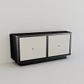 Modern Entryway Cabinet Sideboard With Black Beige Doors And Vertical Stripes Design