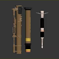 Military Grade Brown Rocket Launcher With Stand And High Explosive Missile