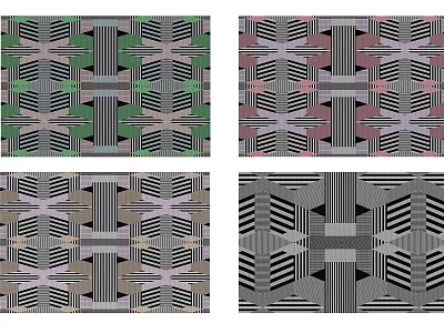 Modern square carpet black gray red green purple abstract pattern carpet combination 3d model