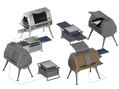 Modern Kitchen Appliances With Various Designs And Color Options 3d model
