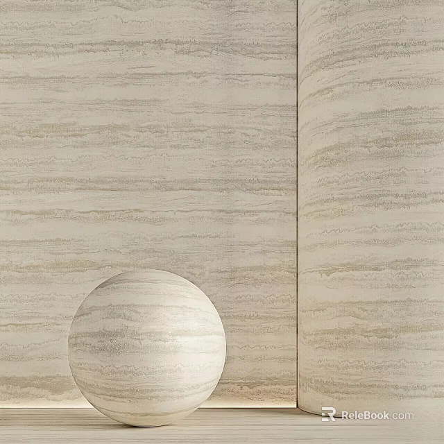 Beige Wooden Texture Wall With Round Sphere Decor In Modern Interior Design 3d model 