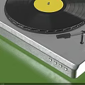 Silver Turntable Entertainment Appliance With Open Transparent Cover Black Record Yellow Label And Control Knobs 3d model