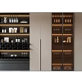 Modern Wine Cabinet Design With Glass Doors LED Lighting And Wine Glass Storage