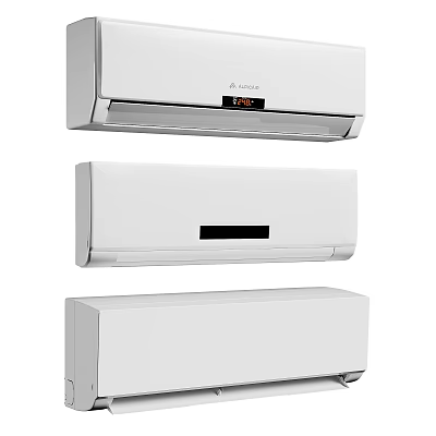 Three Wall Mounted White Air Conditioner Fans With Modern Design For Home Cooling 3d model