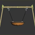 Children's Outdoor Swing With Wooden Frame Green Connectors And Orange Basket
