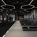 Sports Fitness Gym With Brick Walls Large Windows Green Turf And Training Equipment