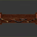 Ancient Weapons Arranged on Wooden Rack with Spear Sword Axe and Shield