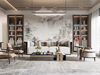 New Chinese Living Room 3d model