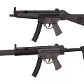 Two Black Submachine Guns With Barrel Stock And Trigger Components