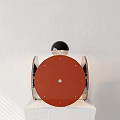 Modern Unique Table Lamp With Black Sphere Top Red Circular Panels And Metal Stand