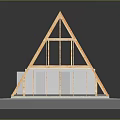 Building Model With Wooden Frame Structure Roof Truss And Platform Base