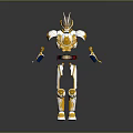 Gold And White Robot Armor Costume With Helmet And Belt Design Details 3d model