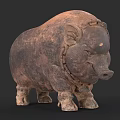 Vintage Clay Pig Shaped Decorative Ornament Set With Chain Detail For Home Decor