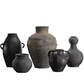Ceramic Vessels With Various Sizes Textured Surfaces Handled And Gourd Shaped Designs 3d model