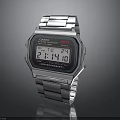 Casio Digital Watch With Silver Metal Band Square Dial Electronic Display Alarm Chrono