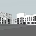 Modern Office Building Architectural Design With Connected Structures And Large Windows 3d model