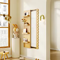 Decorative Wall Mounted Mirror With Wooden Shelves And Decor Items