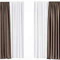 Dark Brown And White Curtains With Double Layer Design For Home Windows