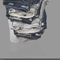 Neatly Stacked Blue Jeans and White T-Shirts for Casual Daily Outfits