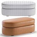 Oval Shaped Sofa Stool with Textured Fabric in Multiple Colors for Home Living Room