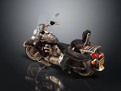 Classic Vintage Motorcycle With Black Leather Seat Windshield And Chrome Accents 3d model