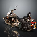 Classic Vintage Motorcycle With Black Leather Seat Windshield And Chrome Accents
