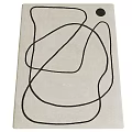 Modern Square Area Rug With Abstract Black Curved Lines On Light Colored Surface 3d model