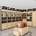 Tobacco and Liquor Store Interior With Shelves Displayed Goods And Counters