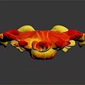 Burning Flame Skeleton Creature With Red Yellow Glow And Dark Background Reflection