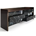 Modern TV Stand With Black Frame And Marble Drawer Fronts Design 3d model