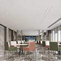 Modern Luxury Sales Office Interior With Marble Wall Building Model Display And Green Plants