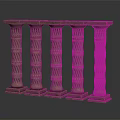 Elegant Classical Columns with Intricate Twisted Patterns and Solid Bases on Reflective Surface
