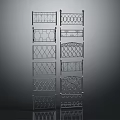 Decorative Metal Railing Components With Various Ornate Patterns In Vertical 3d model