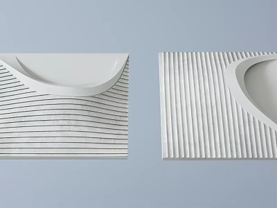 White Modern Decorative Panels With Striped Patterns And Curved Design Features 3d model