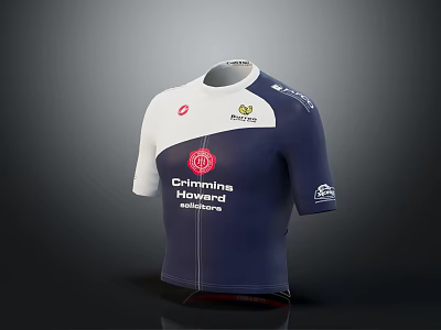 Blue And White Cycling Jersey With Carmina Hotels Emova Logos 3d model