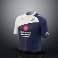 Blue And White Cycling Jersey With Carmina Hotels Emova Logos