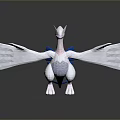 3D Rendered Fantasy Bird Model Standing With White Feathers Blue Tail And Outstretched Wings